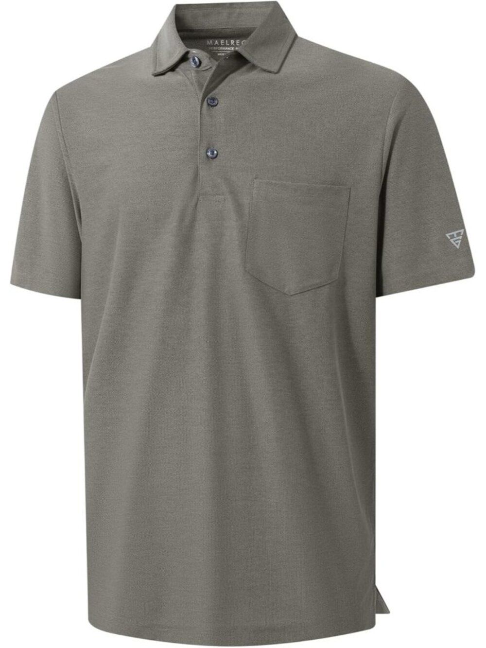 Mens Brown Heather Pocket Polo Lightweight Moisture Wicking Stretch Shirt UV